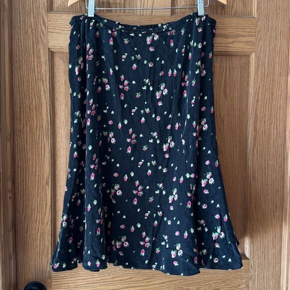 JONES NEW YORK Y2K Silk Pink Rosebud Floral A-Line Midi Skirt - Picture 8 of 8